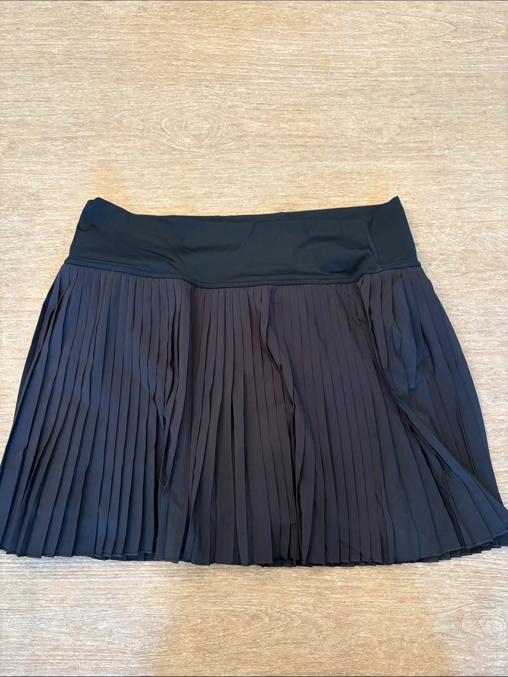 Black Pleated Mini Skort with Wide Stretch Waistband